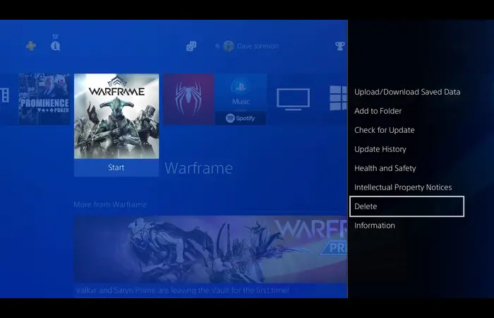 PS4 Delete Game