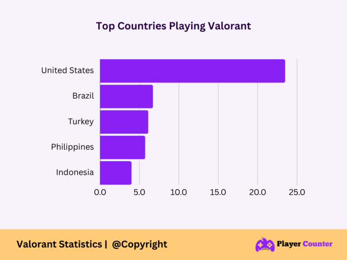 Top Countries Playing Valorant In 2024